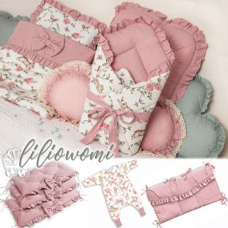 Otulacz rożek niemowlęcy Becik Króliczki Brudny róż 2