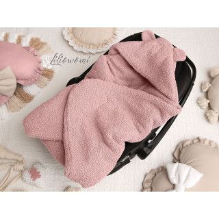 Otulacz do fotelika zimowy baranek boucle różowy 2