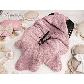 Otulacz do fotelika zimowy baranek boucle różowy